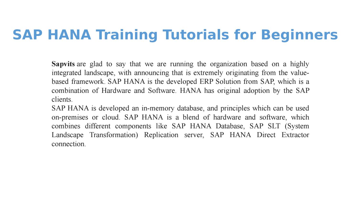 SAP HANA Learning Material PPT By Shruti allentics Issuu
