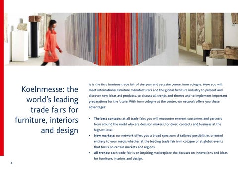 Koelnmesse GmbH 家具目录 · 全球 Competence in 家具 , Interiors and Design 第 4 页