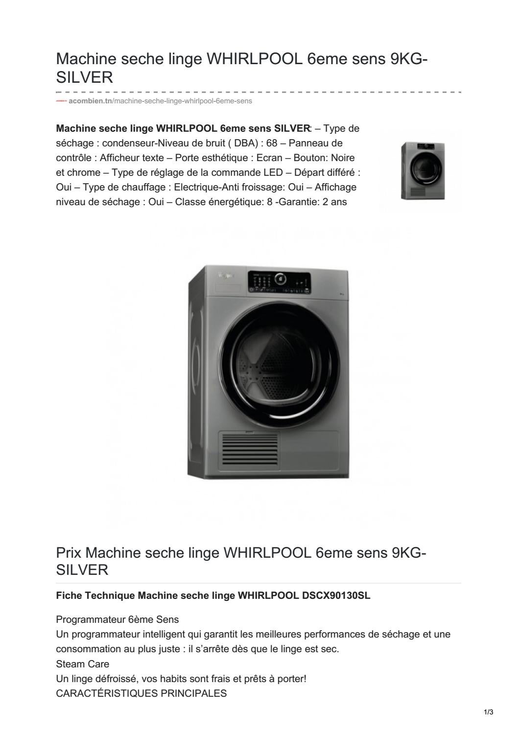 Sche Linge Whirlpool 6me Sens 8kg Notice