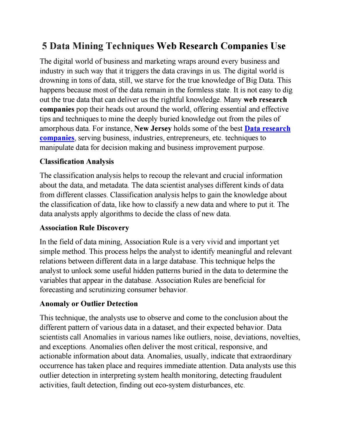 5 data mining techniques web research companies use by Sam Thomas - Issuu
