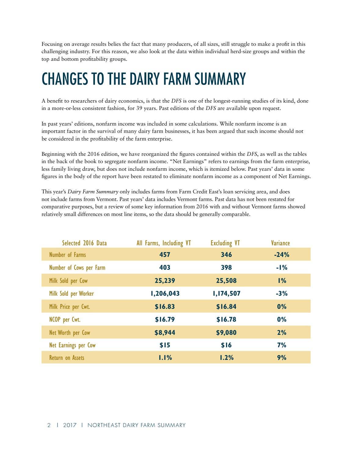 2017 Northeast Dairy Farm Summary by Farm Credit East - Issuu