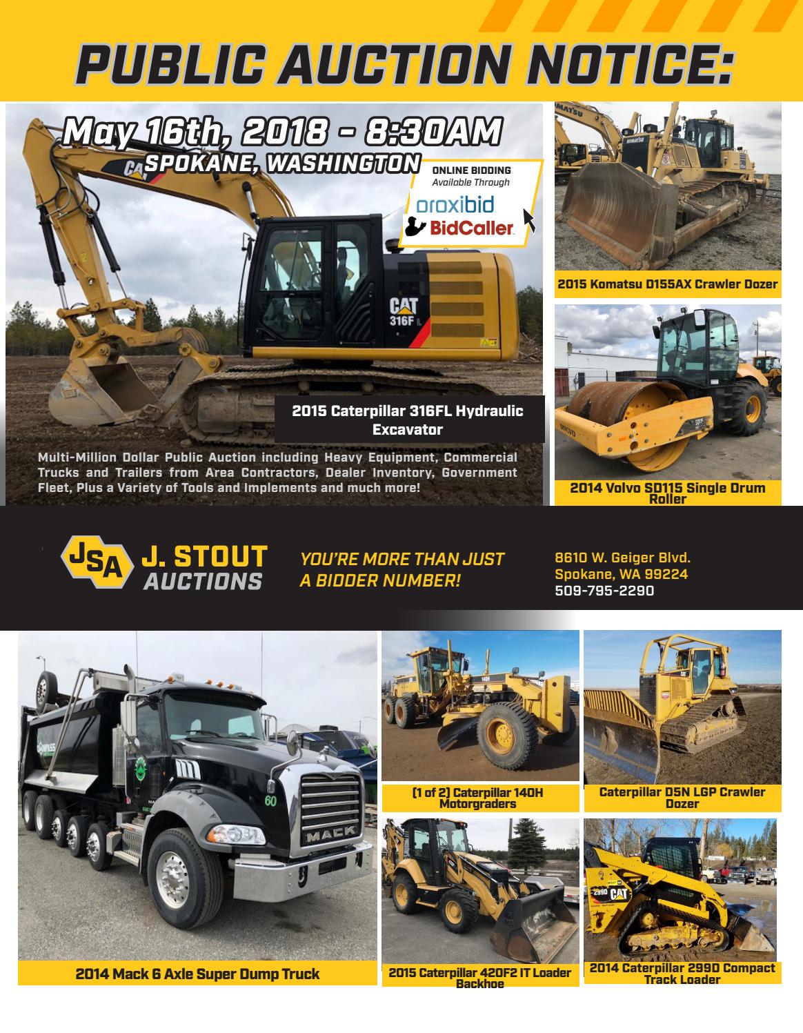 Heavy Equipment & Commercial Truck Auction Spokane May 16th by J