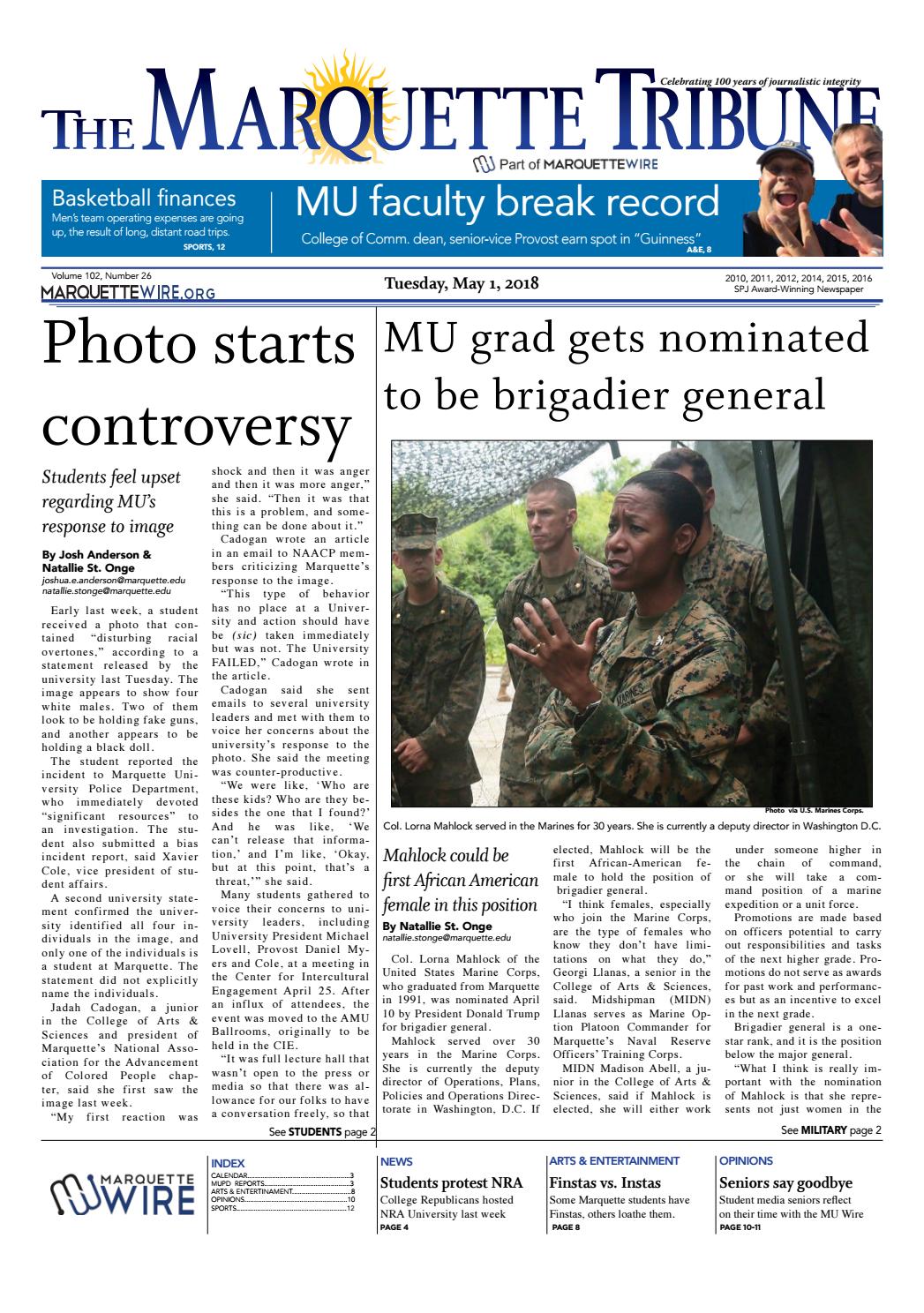 The Marquette Tribune Tuesday, May 1, 2018 by Marquette Tribune Issuu