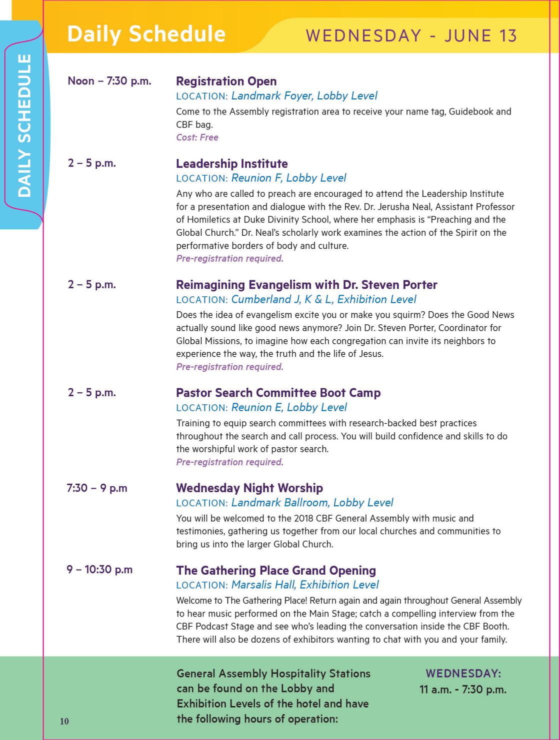 2018 General Assembly Daily Schedule by Cooperative Baptist Fellowship Issuu
