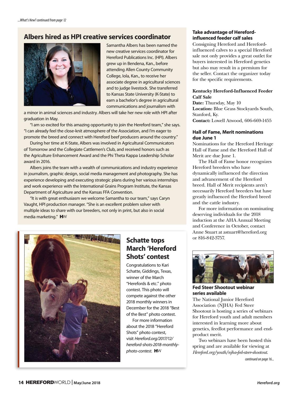 May June 2018 Hereford World By American Hereford Association And