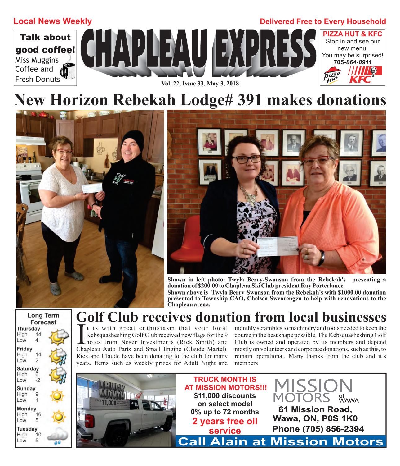 05032018 May 03 2018 by The Chapleau Express Issuu