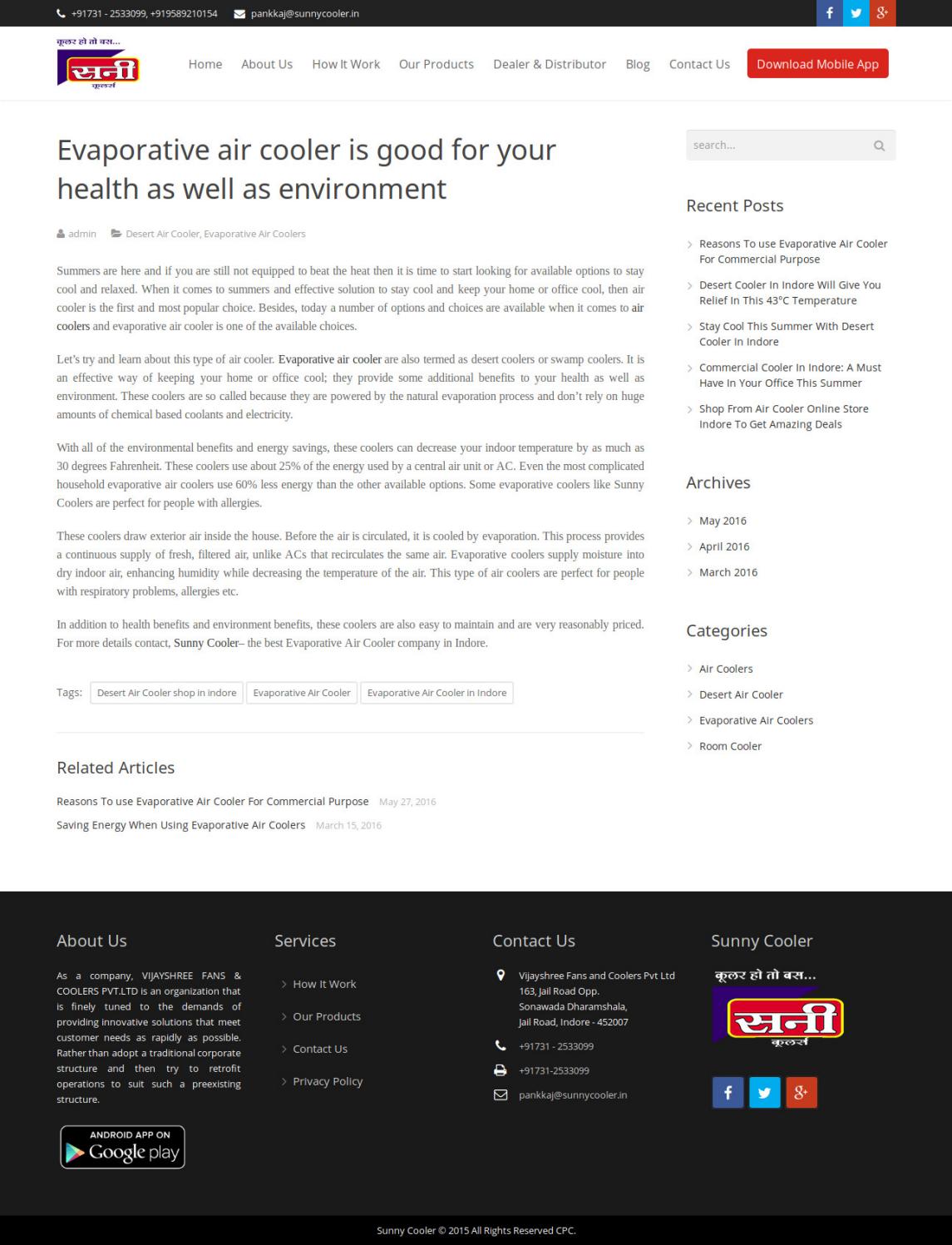 How Evaporative Air Cooler is Good For Health and Environment by
