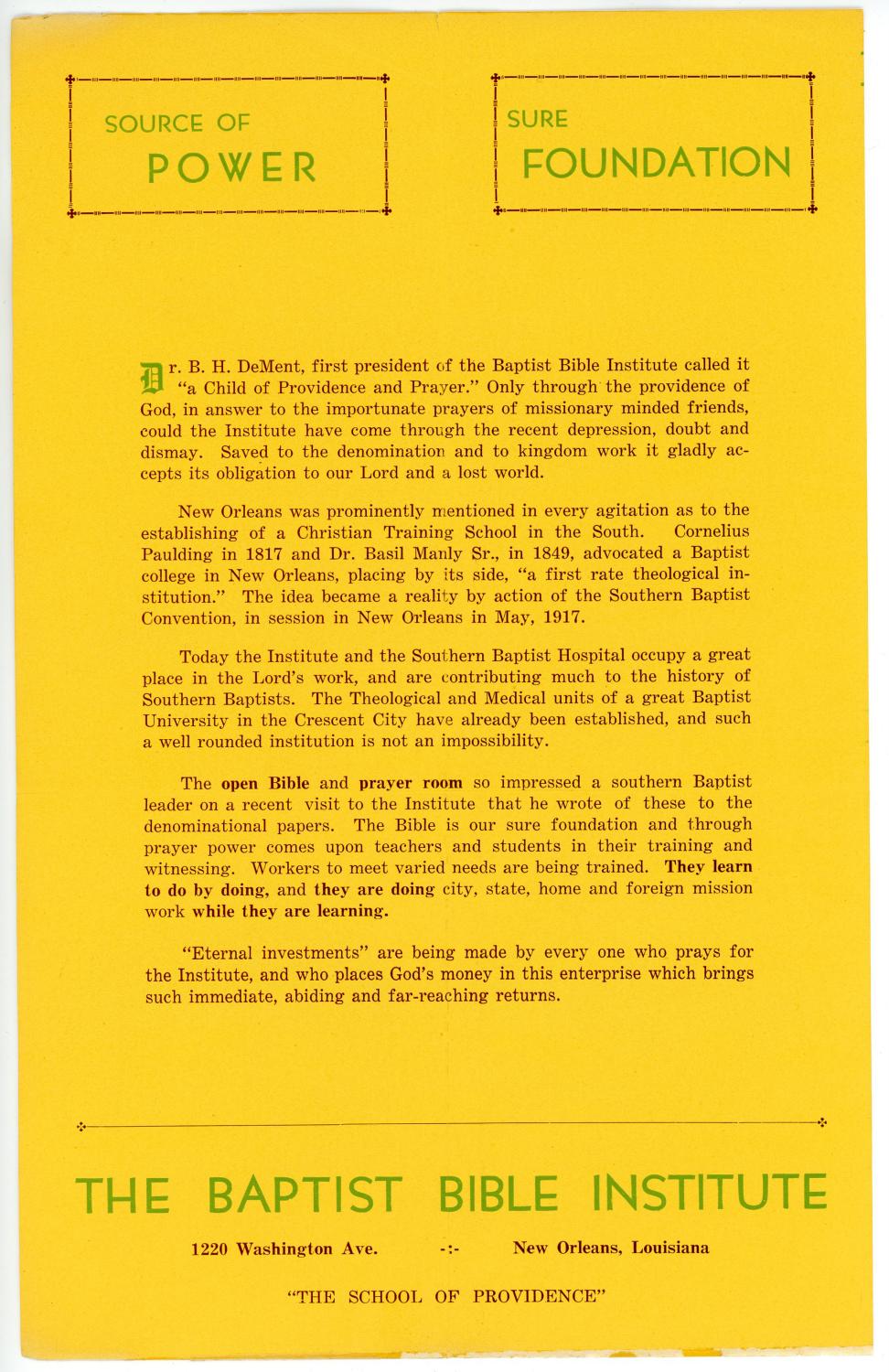 Early Brochure by New Orleans Baptist Theological Seminary Issuu