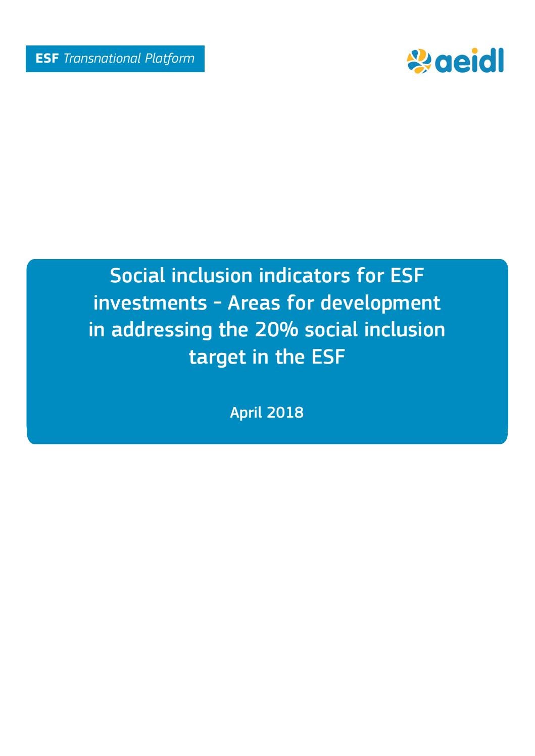 Policy paper esf tni social inclusion indicators by A Blue Drum