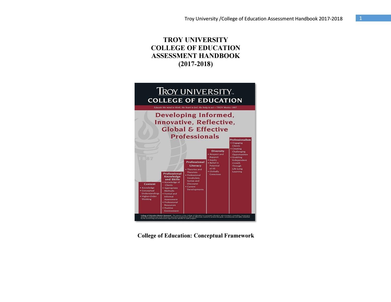 coe assessment handbook ay 2017 2018 by troy university issuu