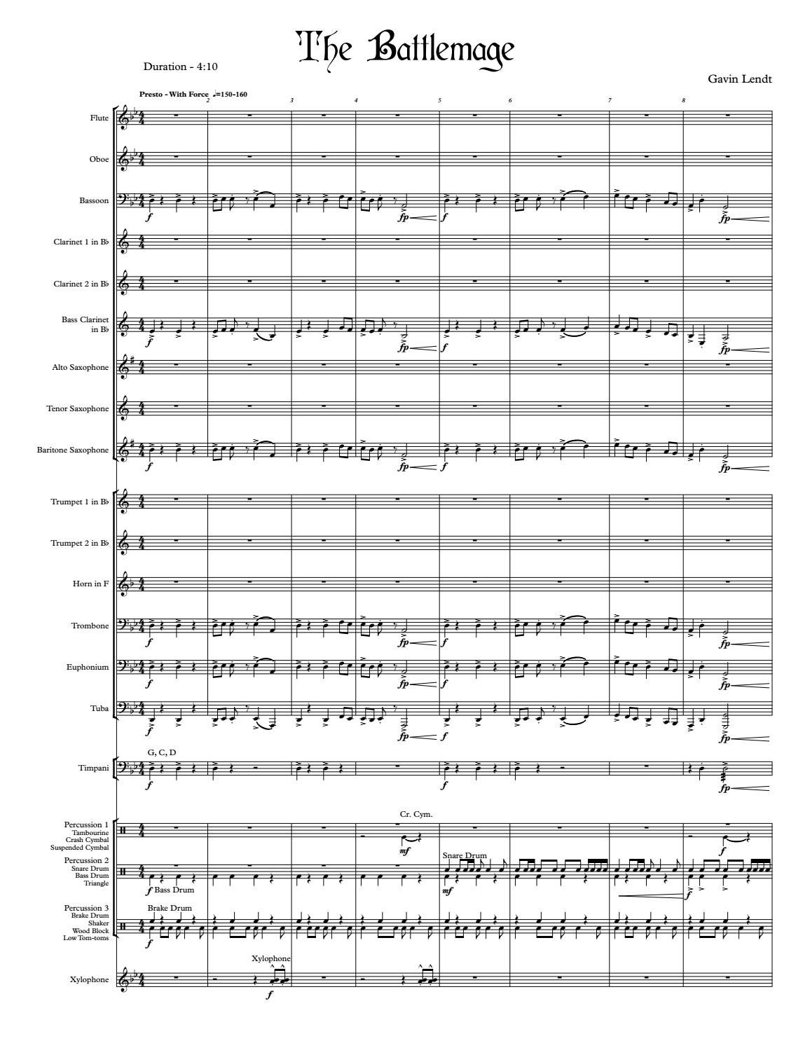 The Battlemage for Concert Band, Grade 2 by Gavin Lendt Issuu