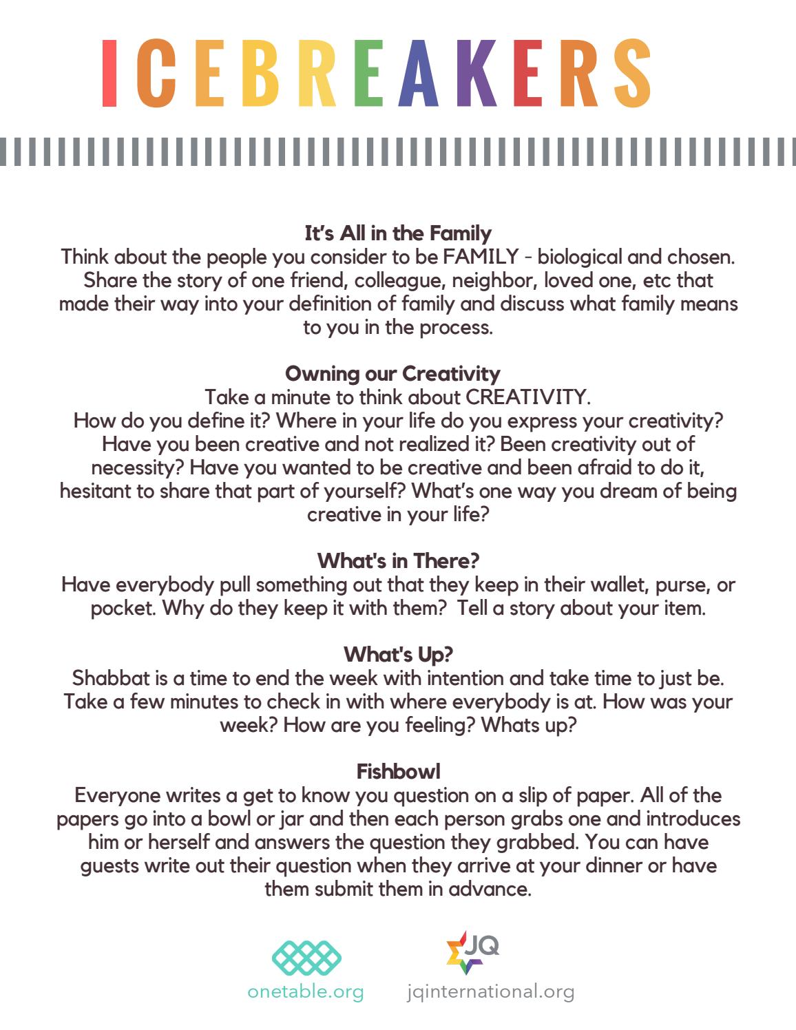 pride shabbat icebreakers by