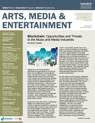 Arts Media Entertainment Newsletter 2018 By Schulich - 