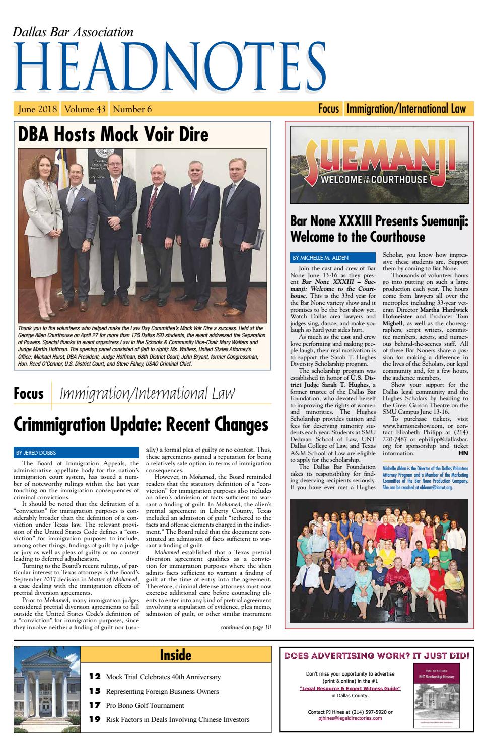 June 2018 Headnotes: Immigration/International Law by Jessica Smith - Issuu