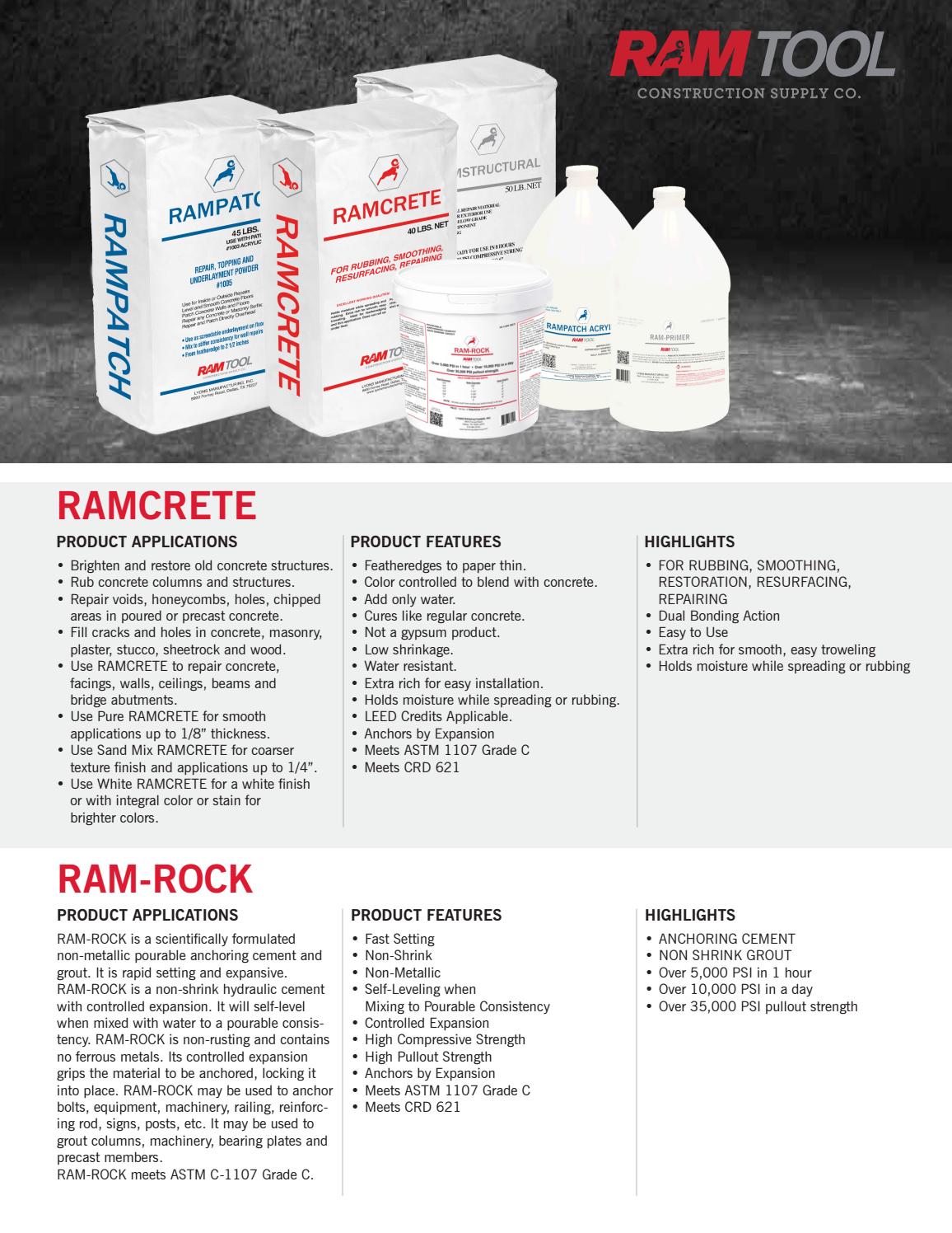 Ram Concrete Products Features and Highlights by Ram Tool Construction