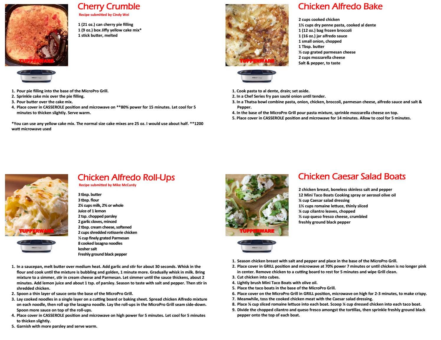 Tupperware Micropro grill recipes and cooking guide 2018 by TW