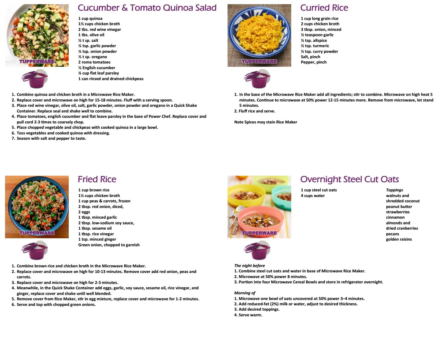 Tupperware Rice maker recipes and cooking guide 2018 by TW Consultant