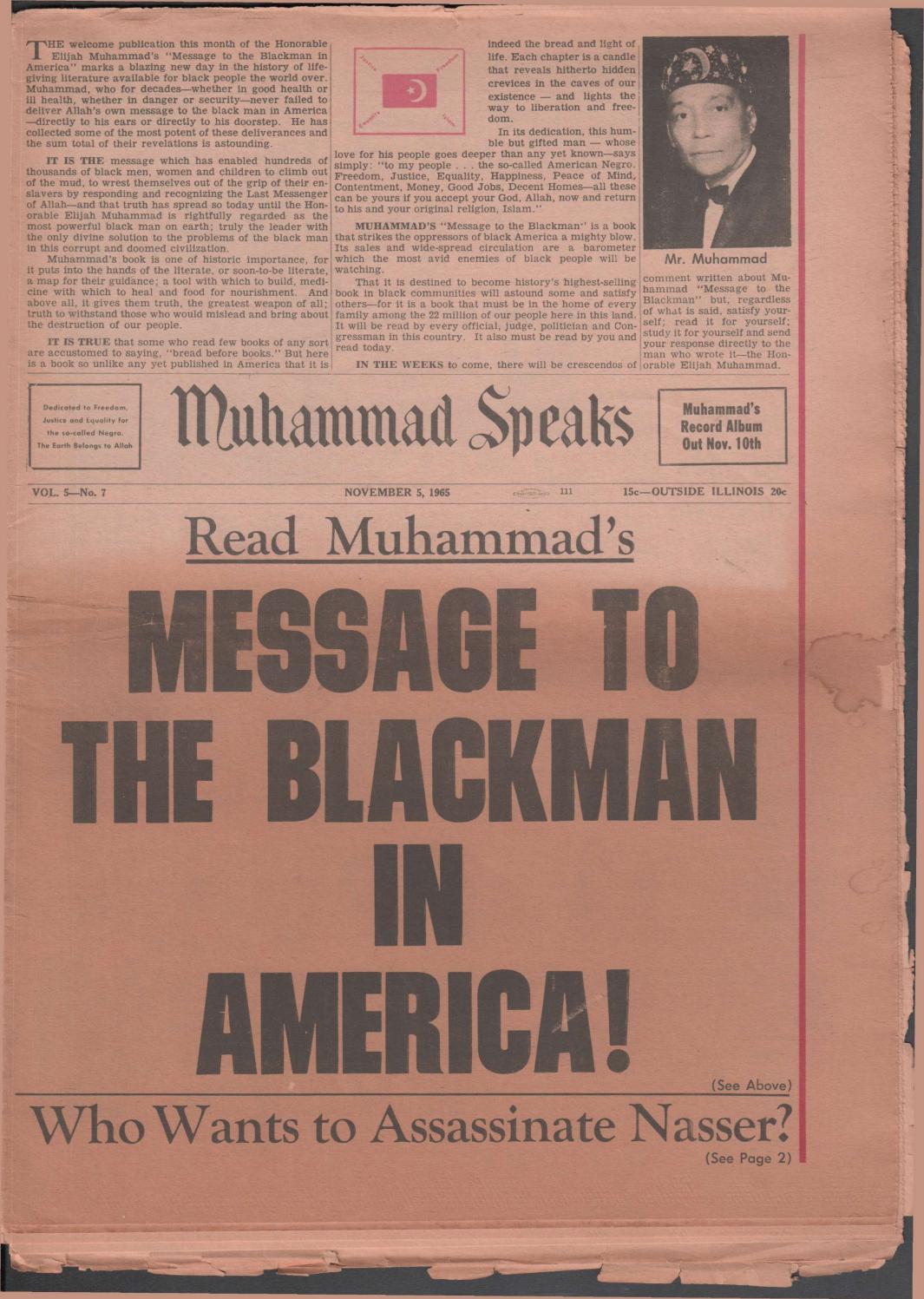 Message to the blackman in america november 5 1965 by muhammad speaks