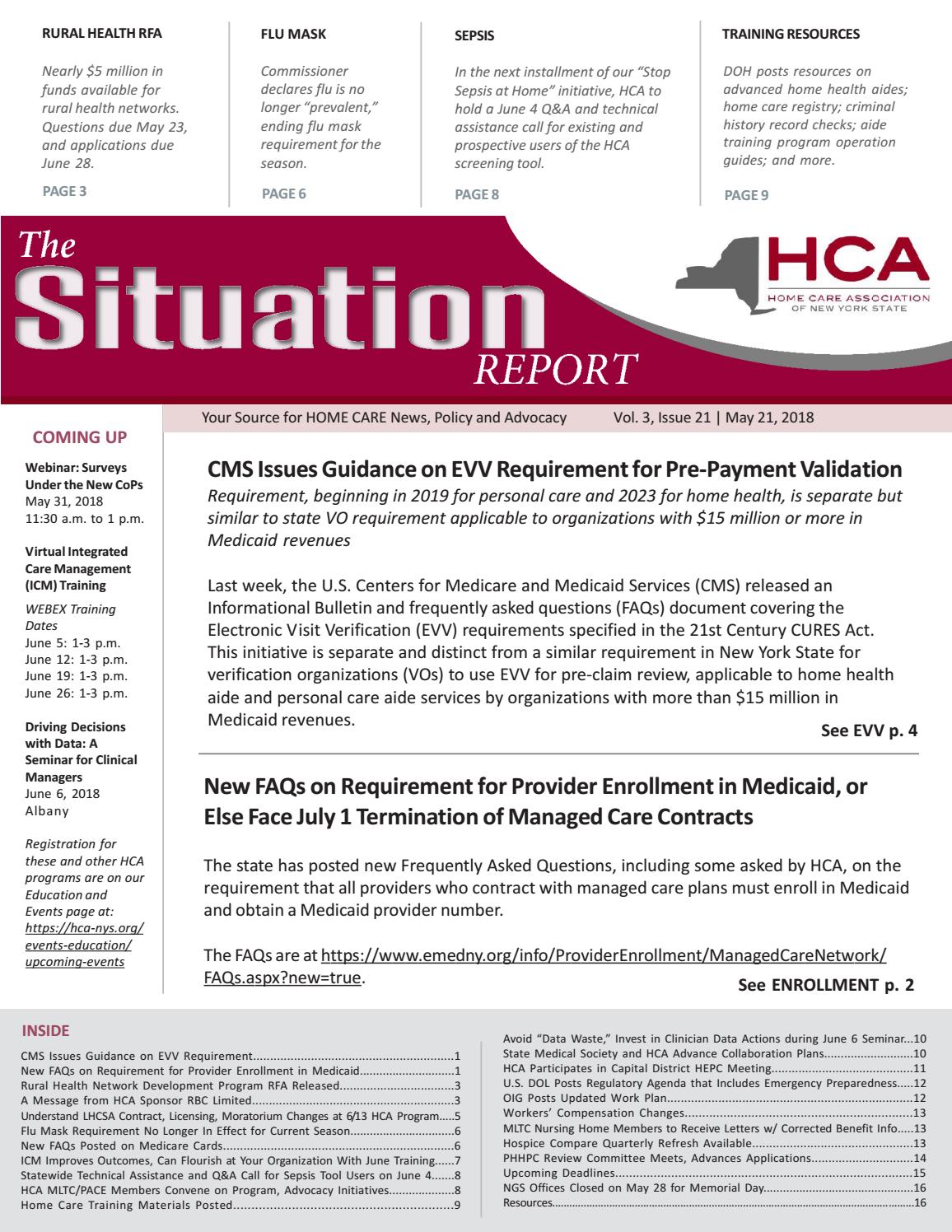 Osers Issues New Guidance Concerning >> May 21 2018 Edition Of The Situation Report By Home Care Osers Issues New Guidance Concerning >> May 21 2018 Edition Of The Situation Report By Home Care