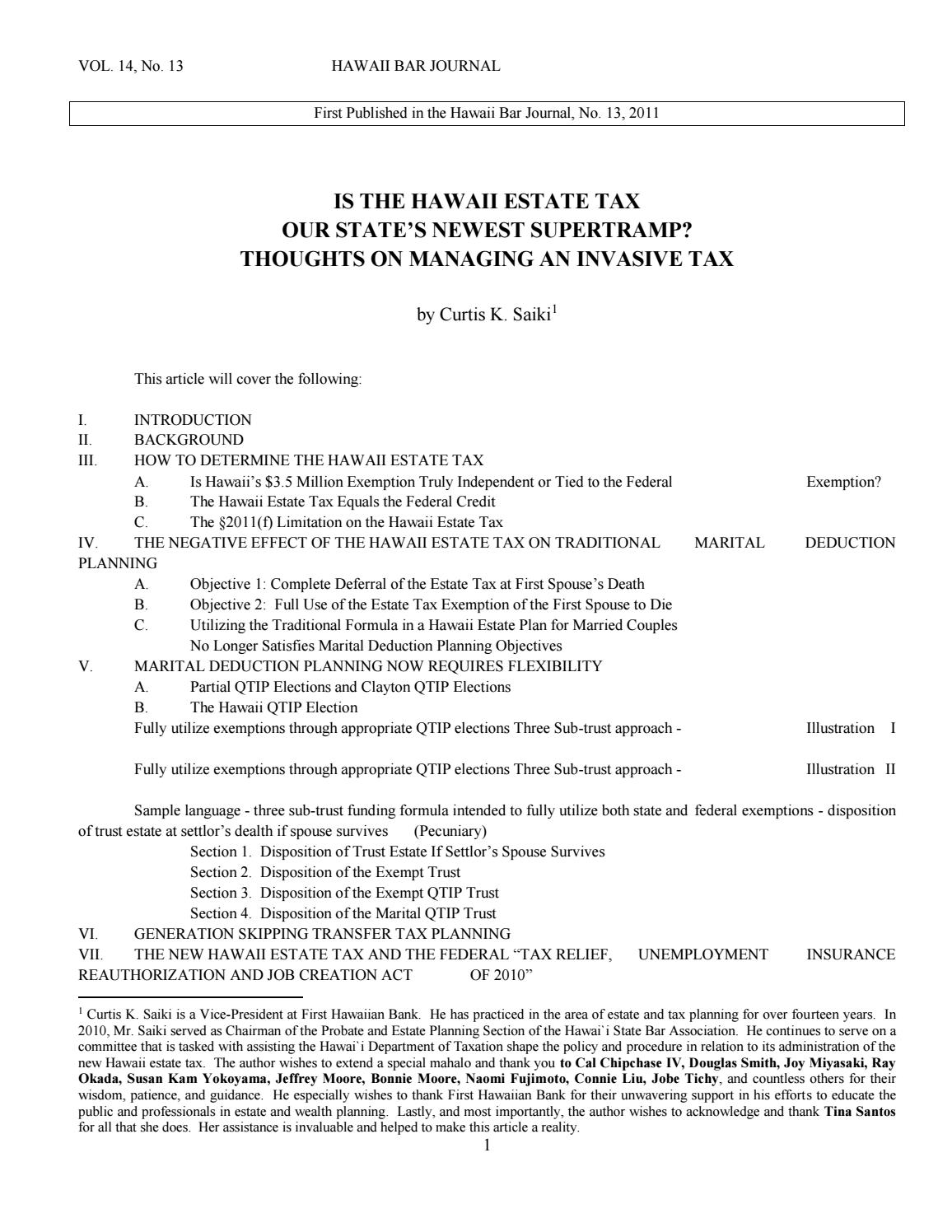 Is the hawaii estate tax our newest 'supertramp' by Hawaii Community