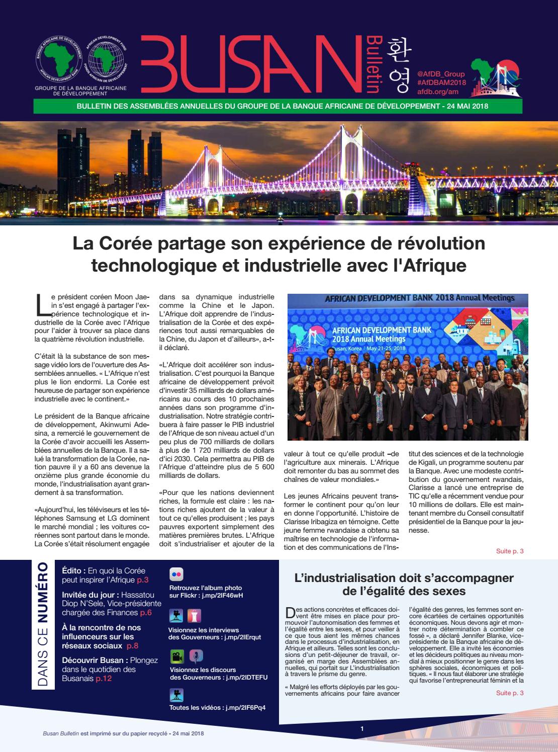 Busan Bulletin 24 05 18 Fr Numero 04 By African Development Bank Issuu