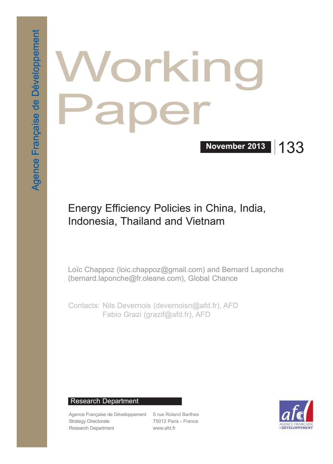 Energy Efficiency Policies In China India Indonesia Thailand And Vietnam By Agence Francaise De Developpement Issuu