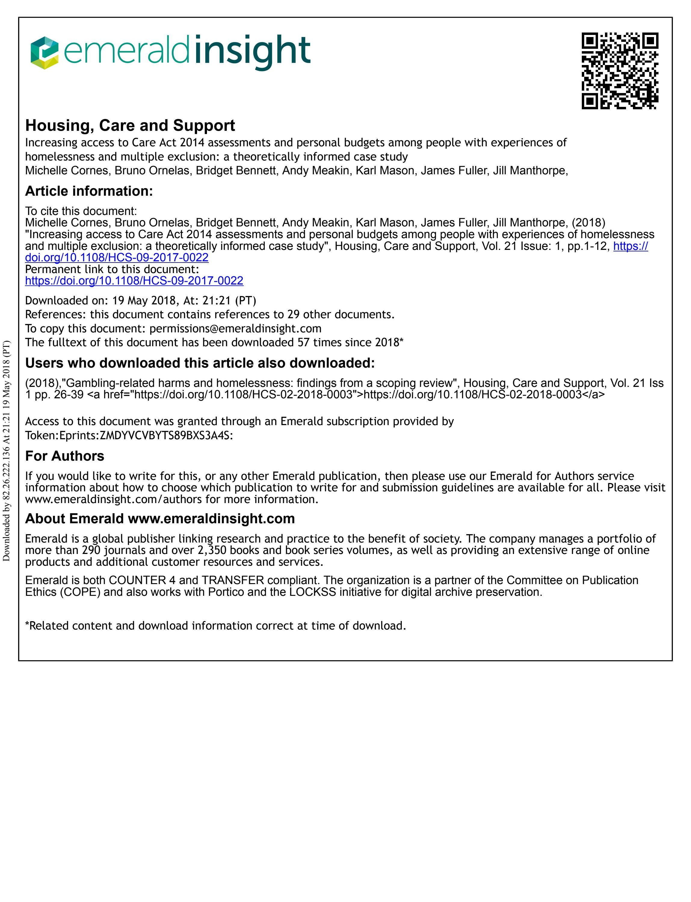 Increasing access to care act 2014 assessments and personal budgets