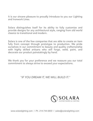 Solara Custom Doors & Lighting Solara 定制 Doors and 灯饰 - 目录 2018 第 2 页