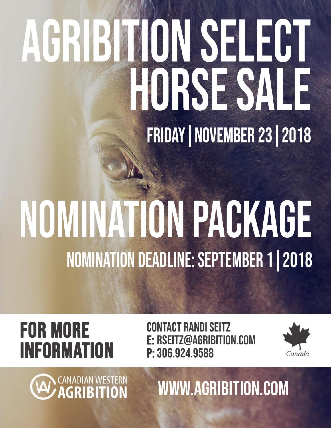 Agribition Select Horse Sale 2018 Nomination Package by Agribition Issuu