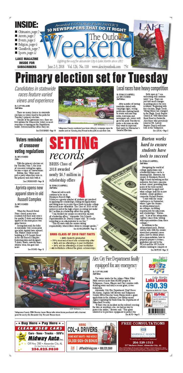 Madison Street Department Finally Gets >> June 2 2018 Alex City Outlook By Tallapoosa Publishers Issuu Madison Street Department Finally Gets >> June 2 2018 Alex City Outlook By Tallapoosa Publishers Issuu