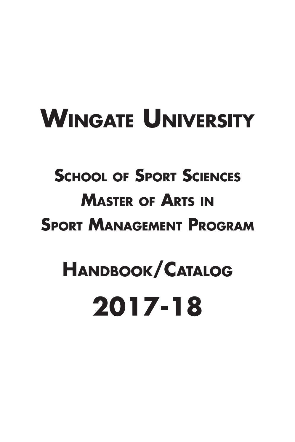 201718 Master of Arts in Sport Management Catalog by Wingate