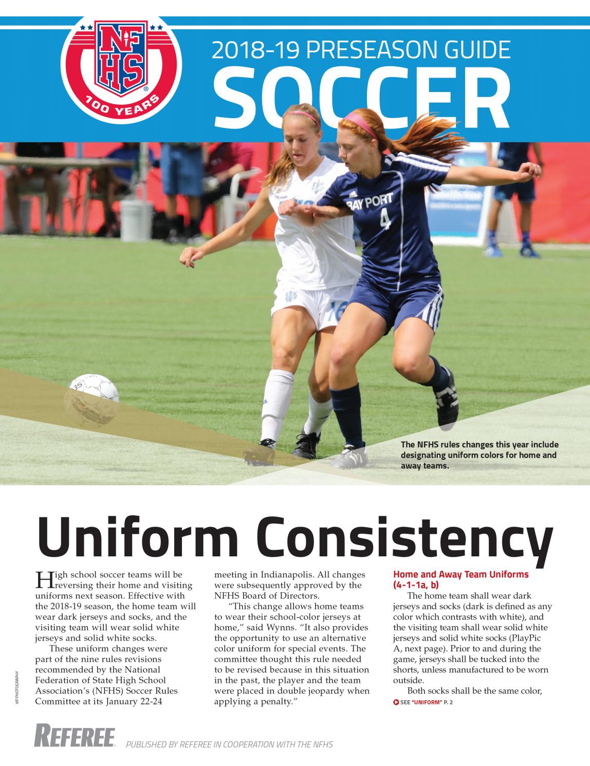 nfhs soccer uniform rules