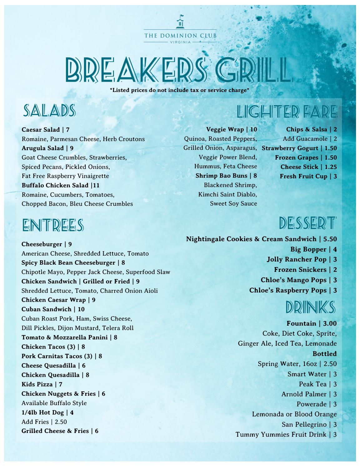 TDC Breakers Grill Menu by Heritage Golf Group Issuu