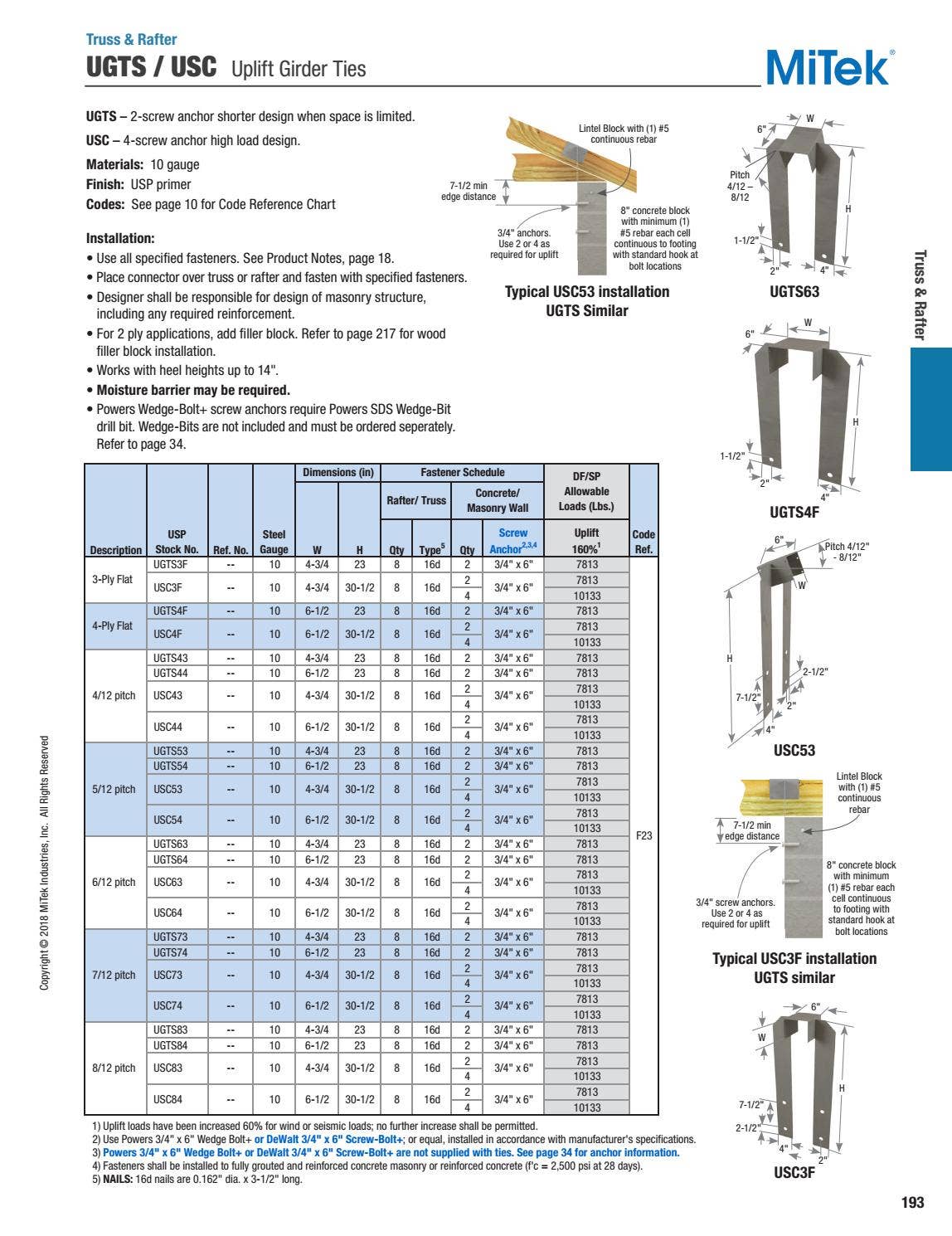 USP Structural Connectors Catalog USA by Ram Tool Construction Supply
