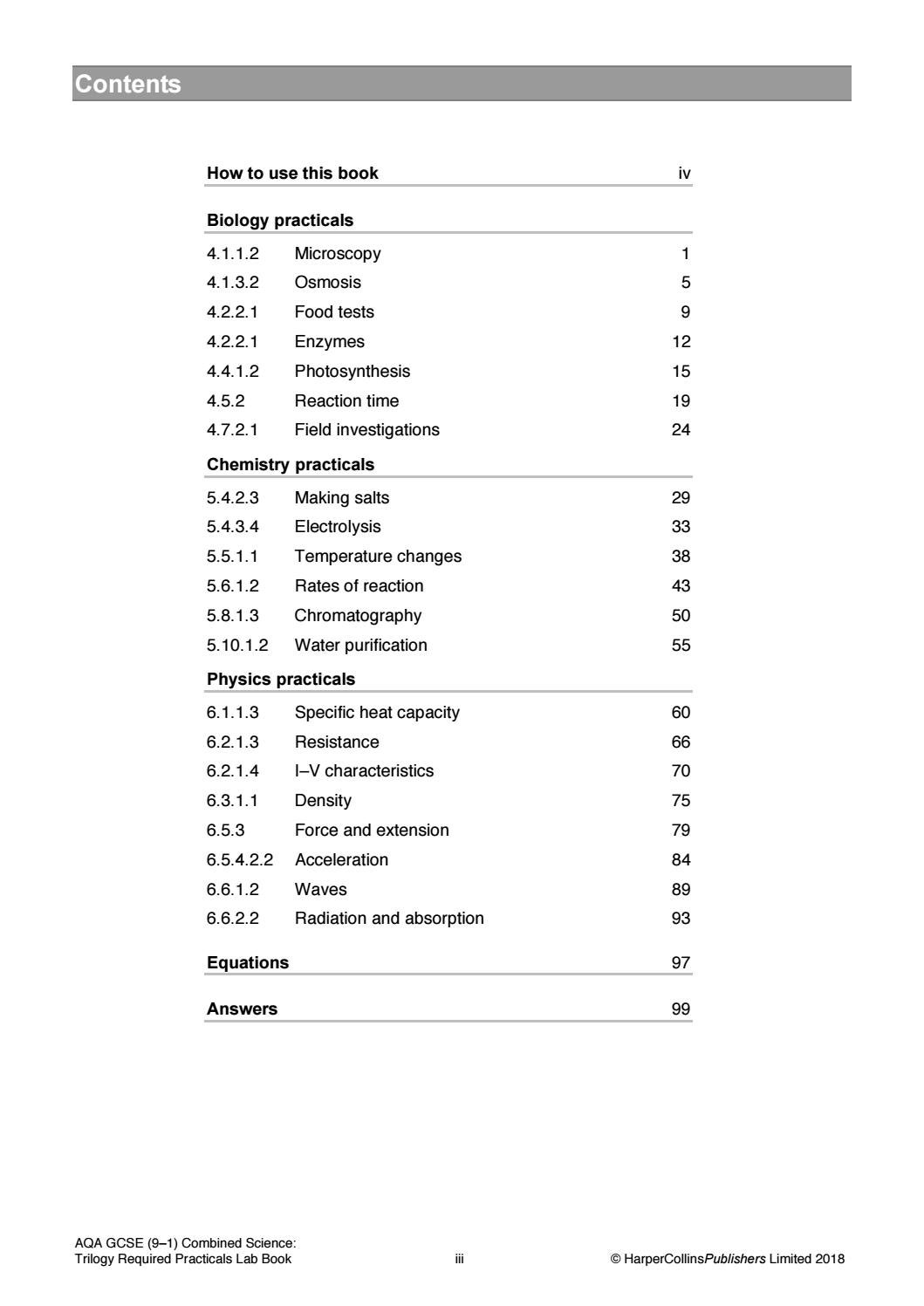 AQA GSCE Combined Science (91) Required Practicals Lab Book Sample by