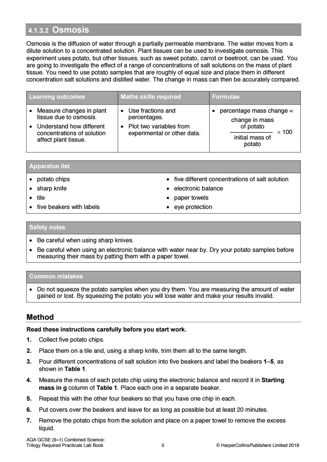 AQA GSCE Combined Science (91) Required Practicals Lab Book Sample by