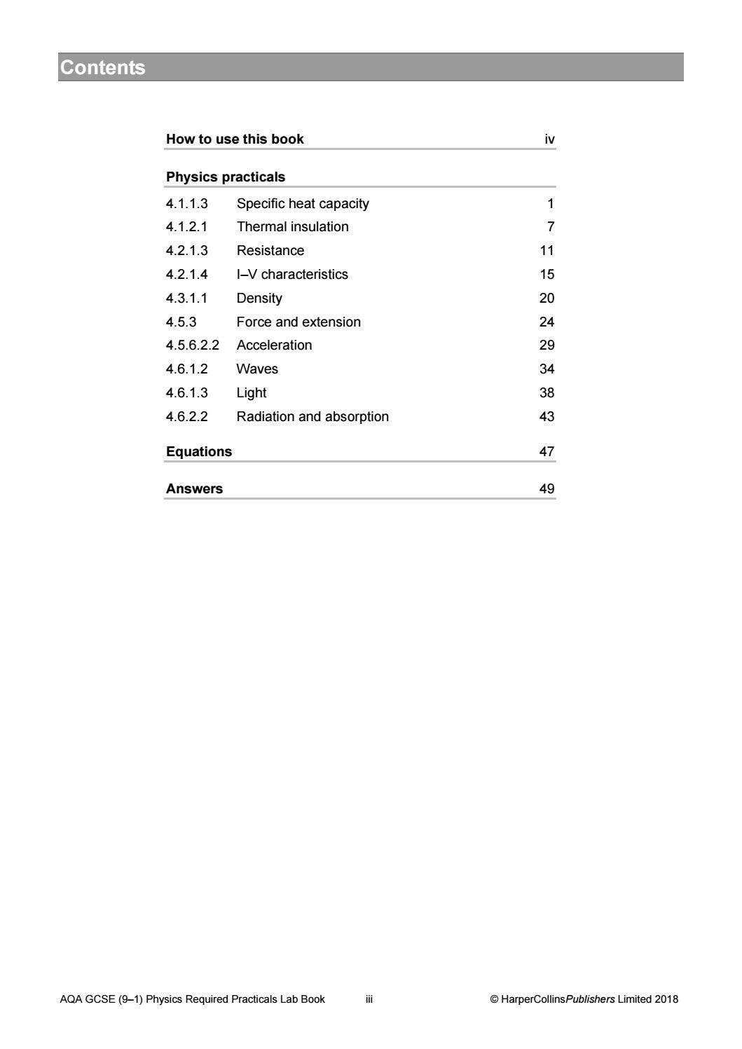 AQA GSCE Physics (9-1) Required Practicals Lab Book Sample by Collins ...