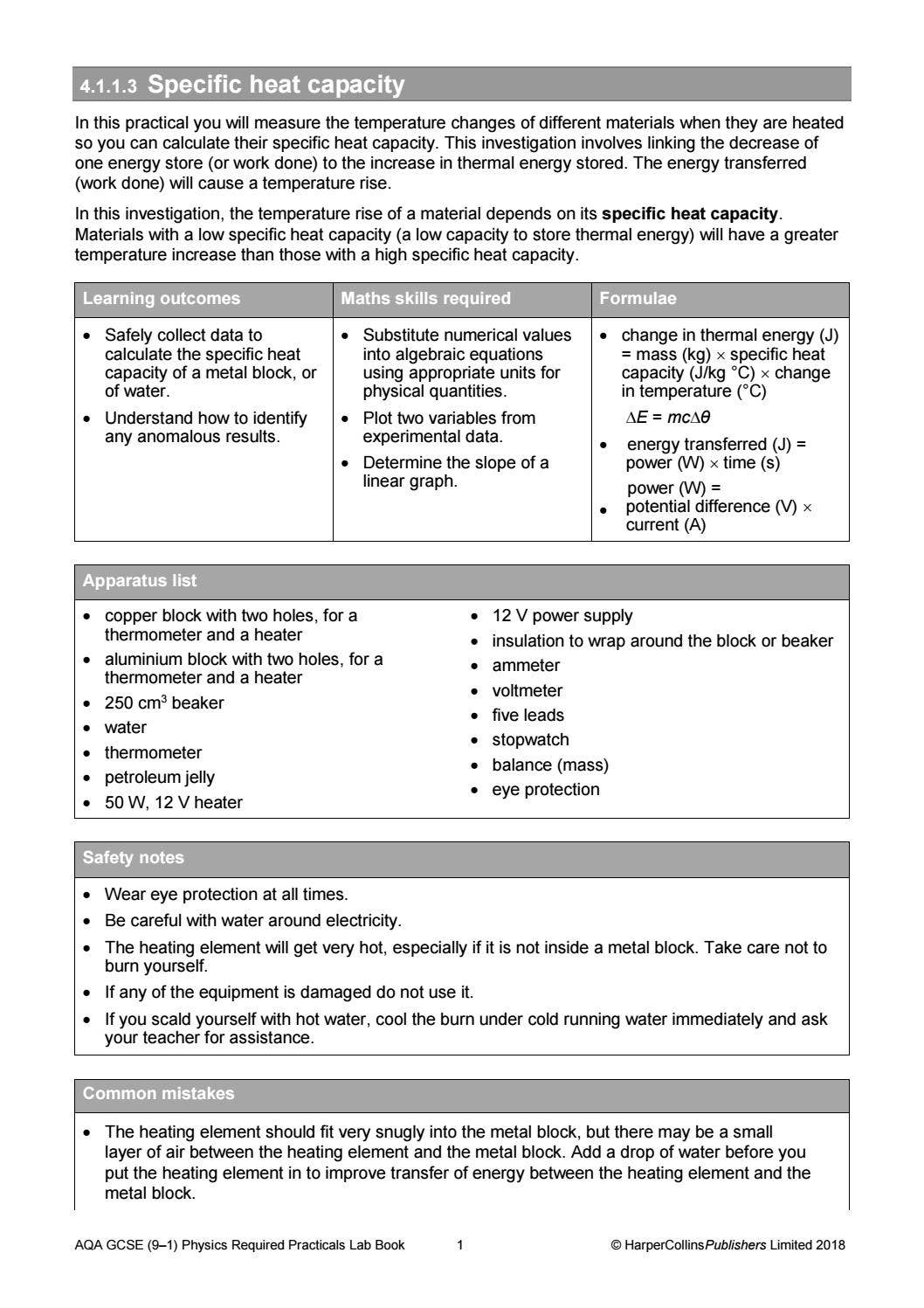 AQA GSCE Physics (9-1) Required Practicals Lab Book Sample by Collins ...