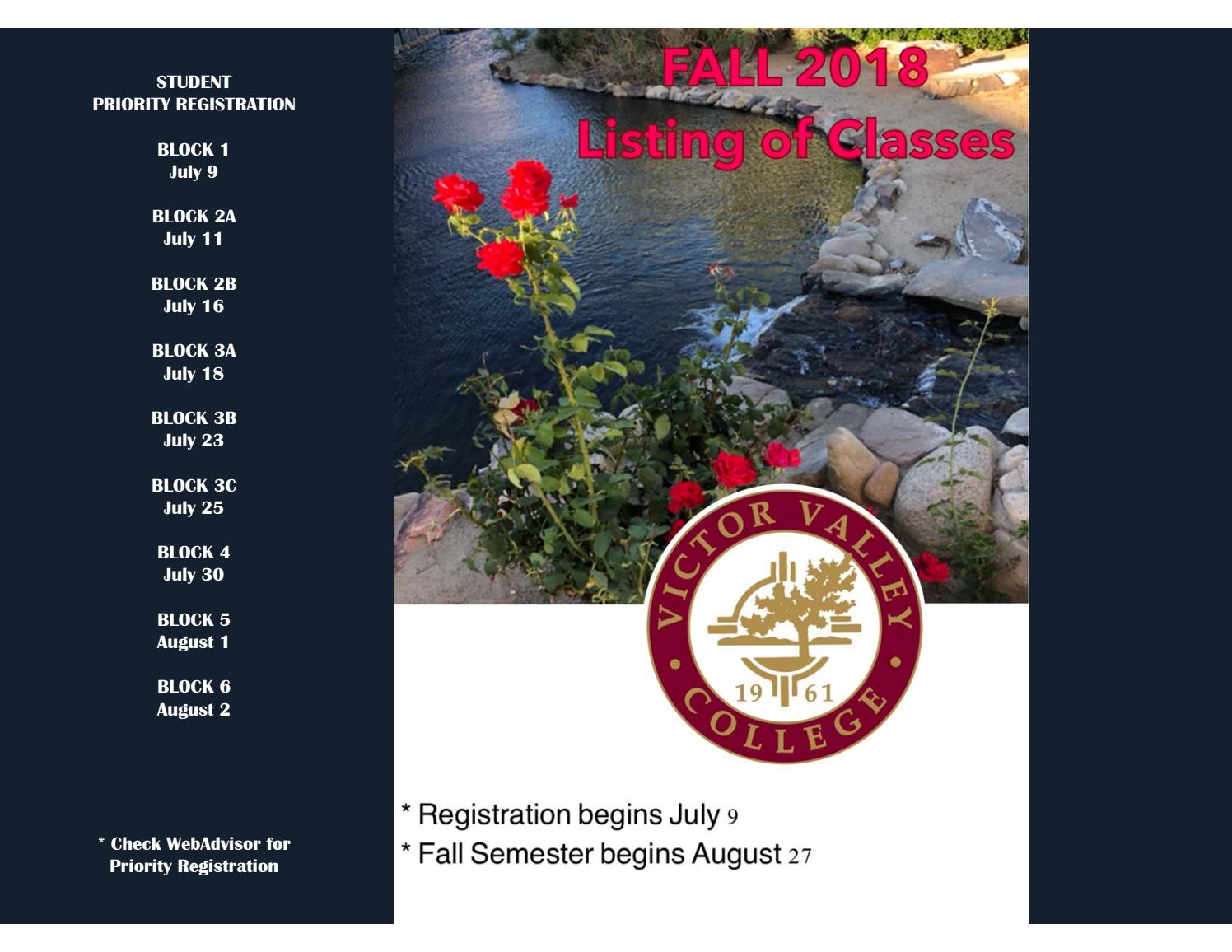 VVC Listing of Classes Fall 2018 by Victor Valley College Issuu