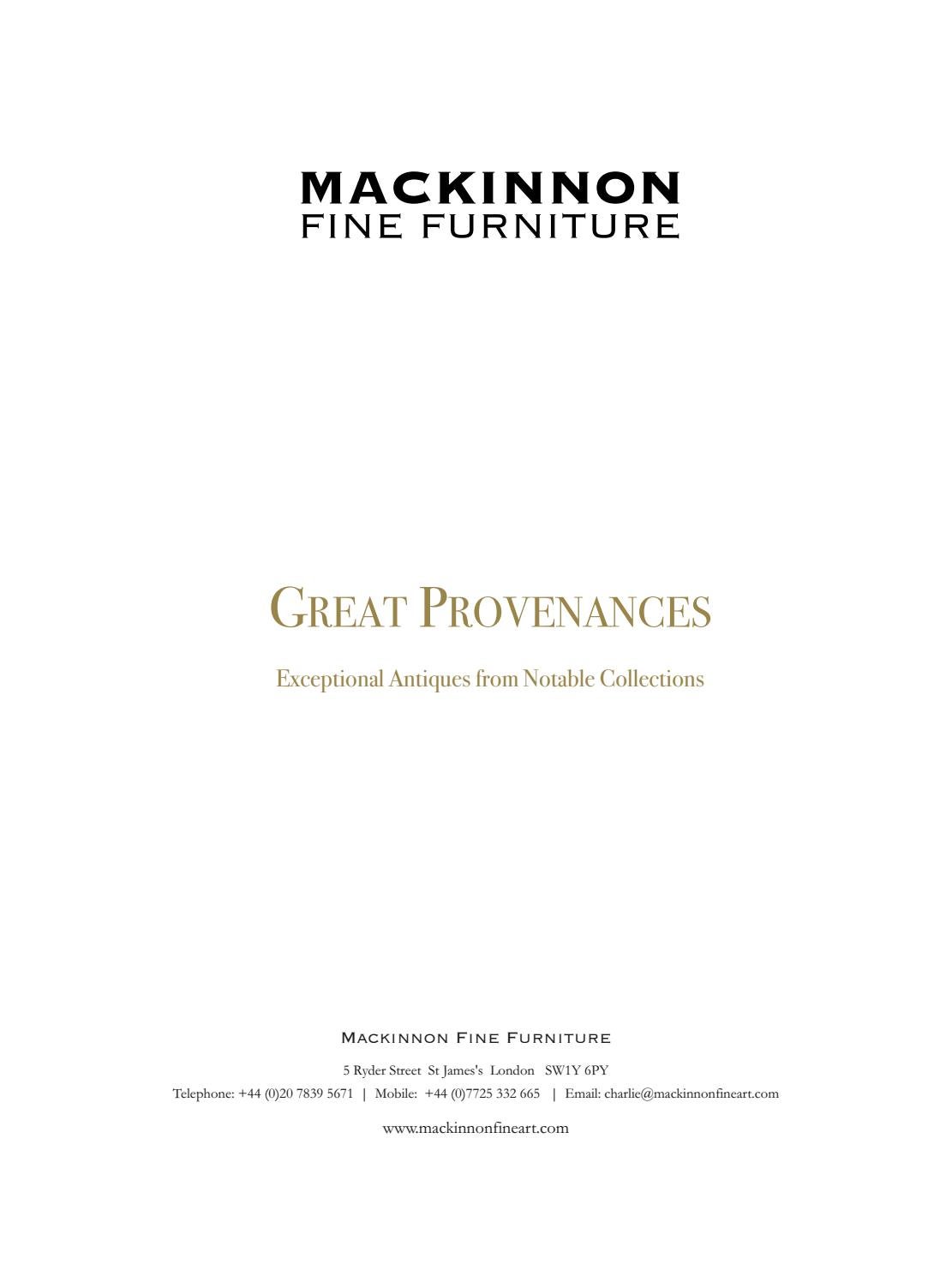 Mackinnon Fine Furniture Great Provenances Exhibition Catalogue by