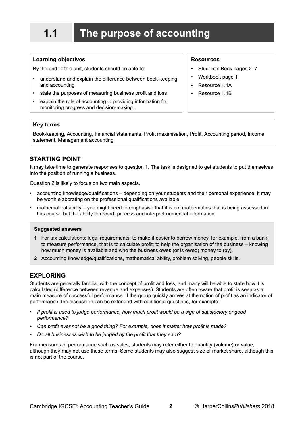 IGCSE Accounting Teacher's Guide Preview by Collins - Issuu