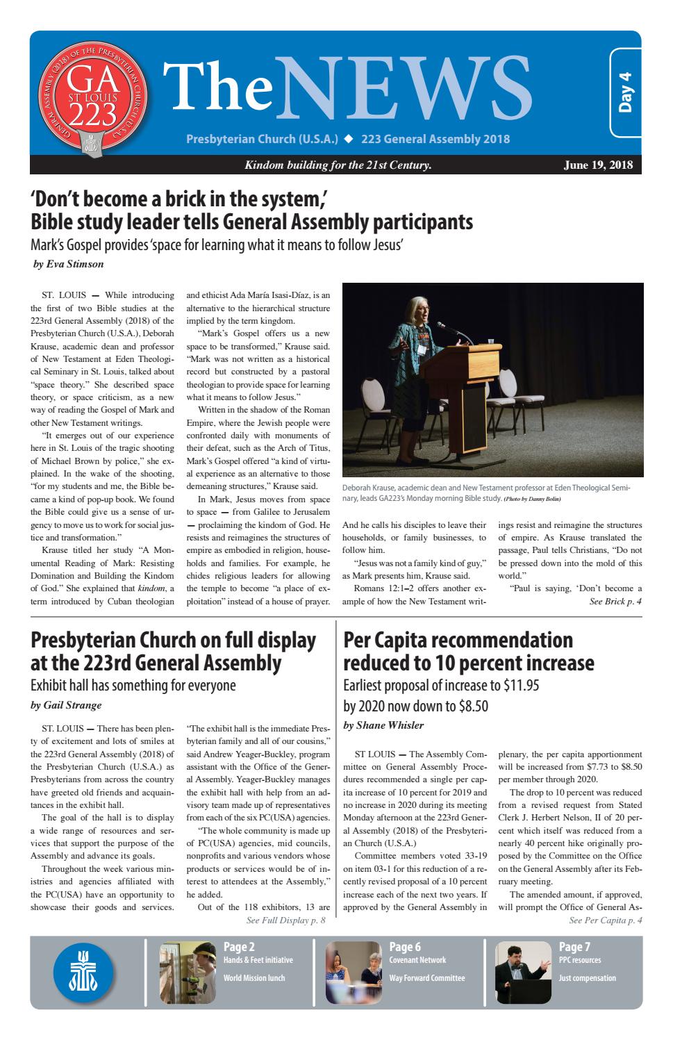 General Assembly News Day 4 June 19, 2018 by PCUSA_OGA Issuu