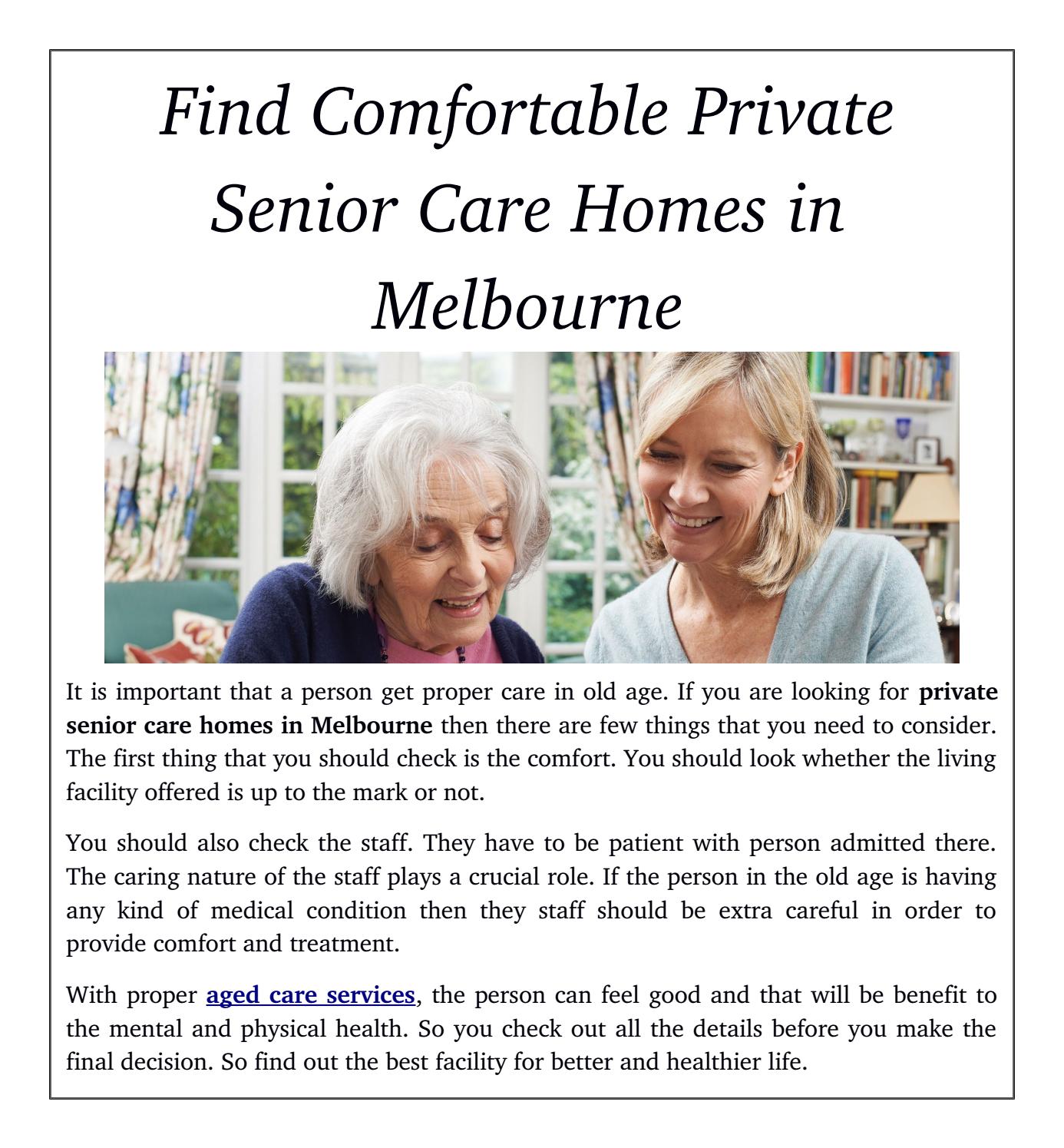 importance of old age care importance of old age care
