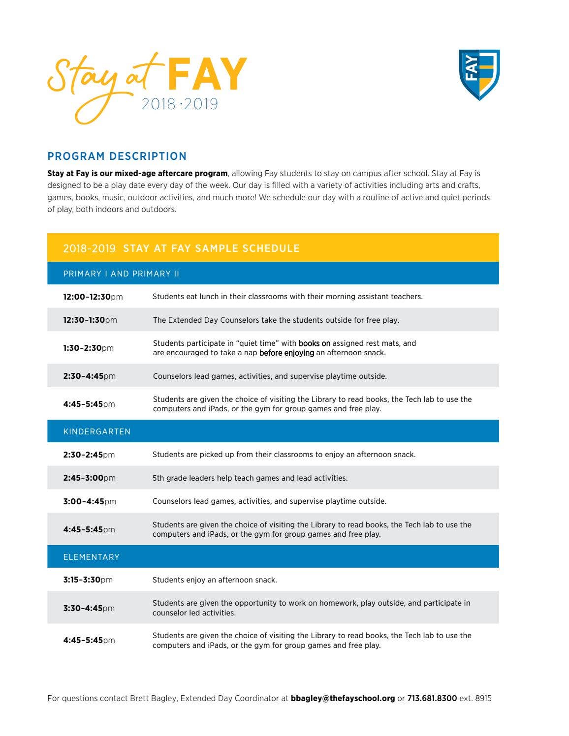 2018-2019 Stay at Fay Information by thefayschool - Issuu