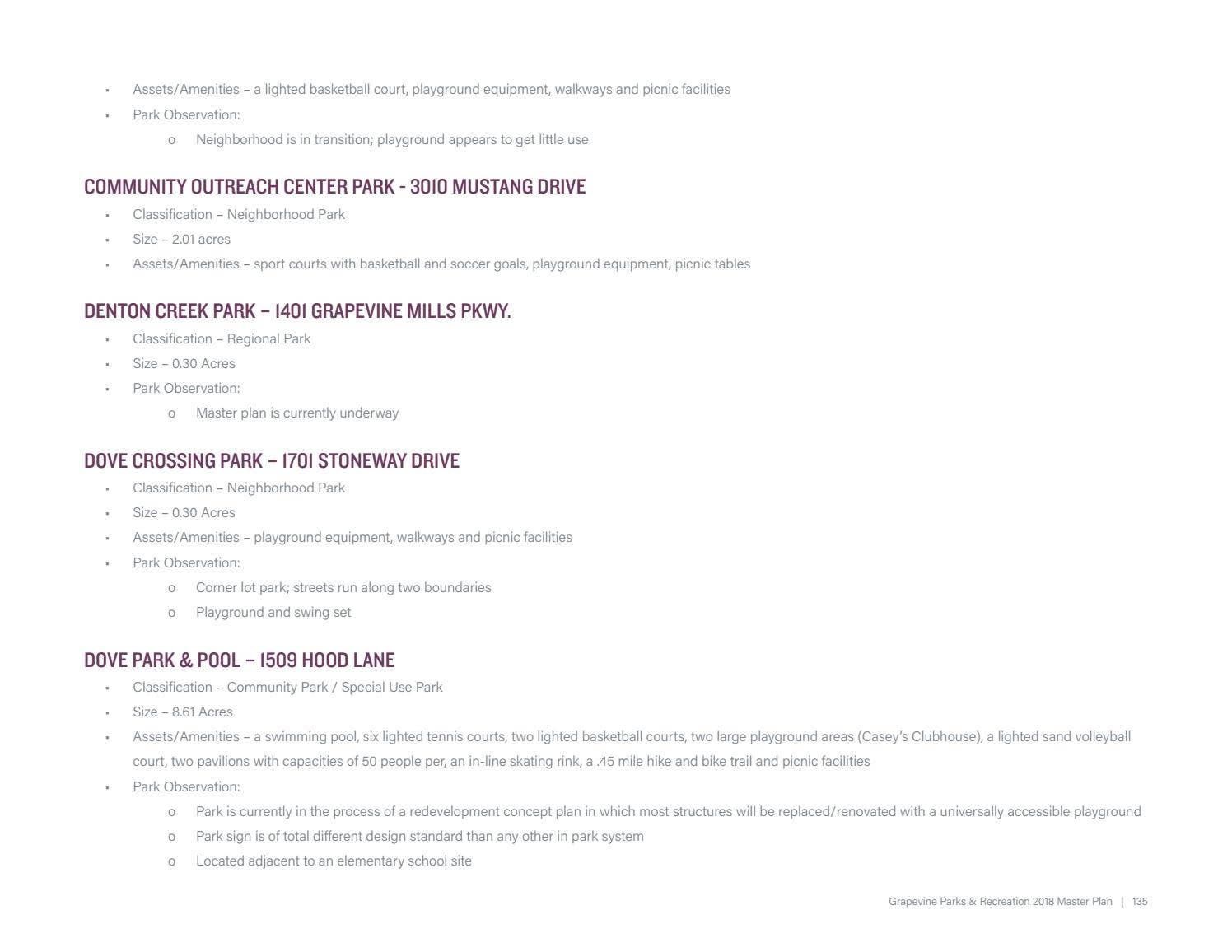 Grapevine Parks and Recreation Master Plan by Go Grapevine - Issuu