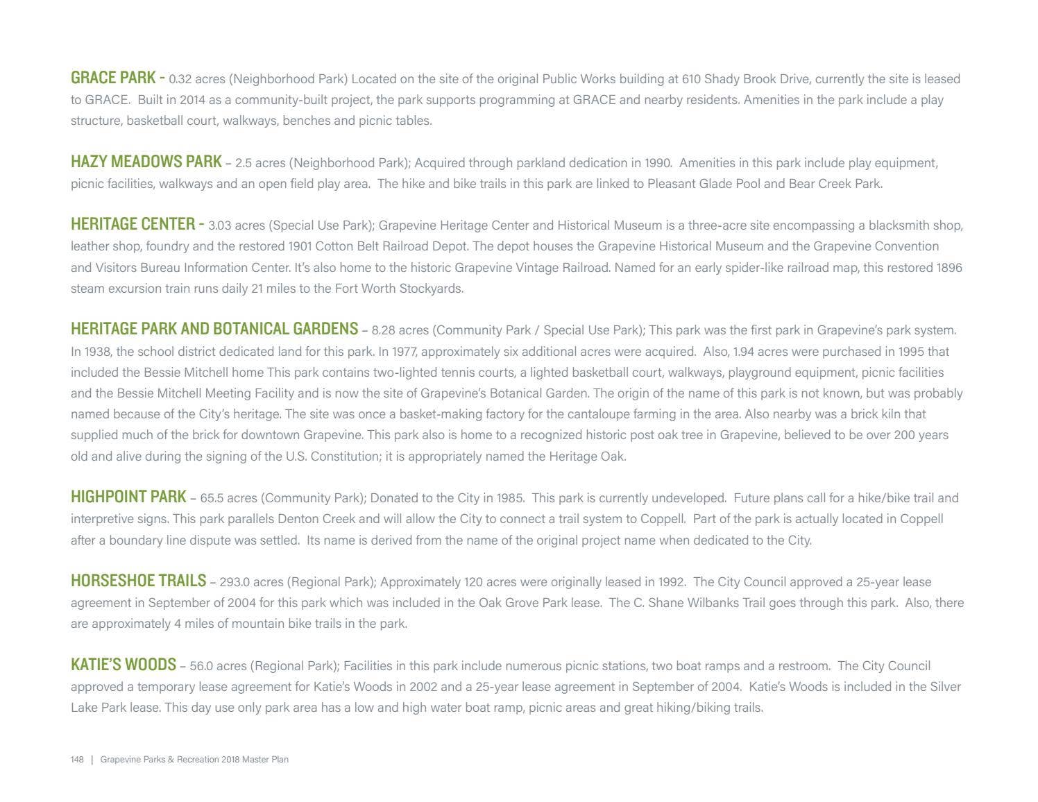 Grapevine Parks and Recreation Master Plan by Go Grapevine - Issuu