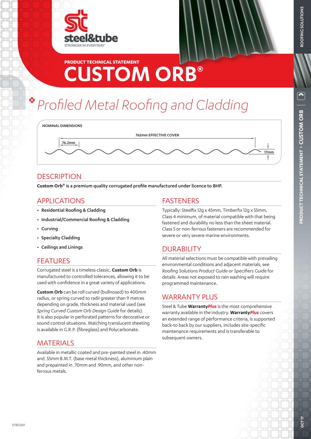 Custom Orb® Product Technical Statement by Steel & Tube Issuu