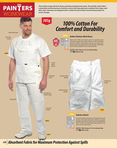 Portwest Bolton Workwear Durable Absorbent 100/% Cotton Painters Bib /& Brace
