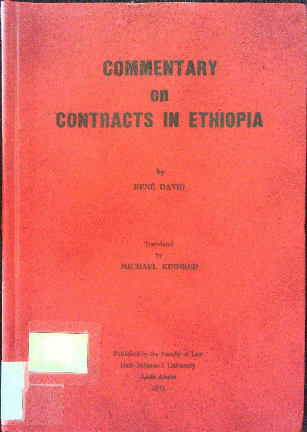 Commentary on Contracts in Ethiopia by Rene David (1973)