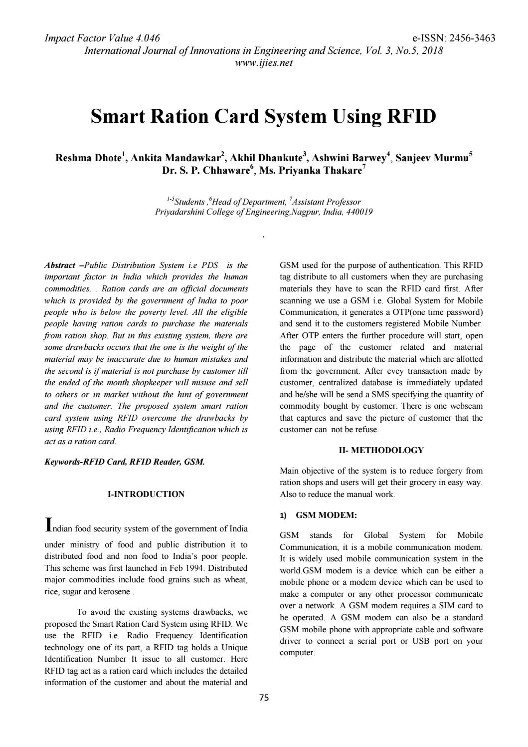 Smart Ration Card System Using Rfid And Biometrics Co vrogue.co
